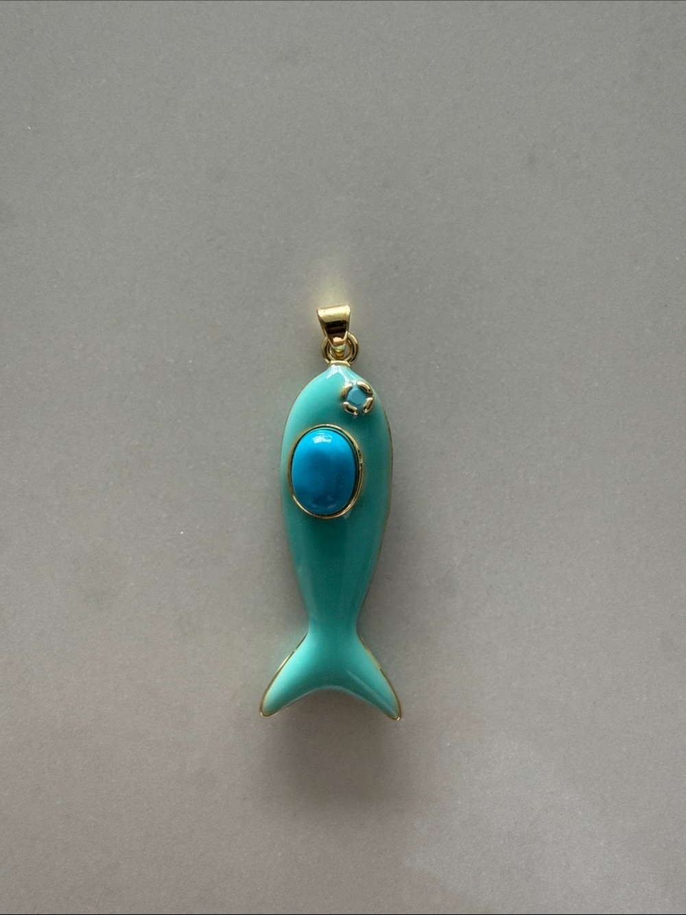 Turquoise Fish Pendant Necklace Charm with Blue Accent - Unbranded